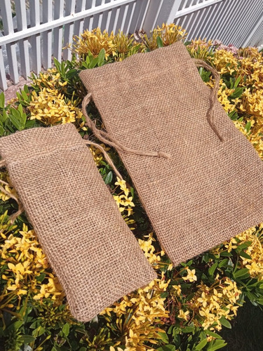 Bolsas / Saquitos En Yute Para Bautizo (6cmx8cm)