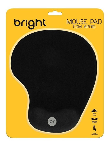 Mouse Pad Espuma Bright Ergonômico Com Apoio Alta Qualidade Cor Preto