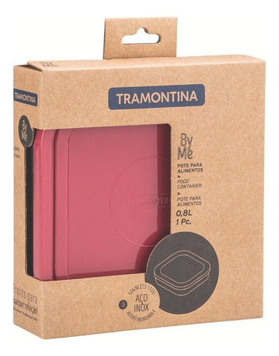 Contenedor Alimentos Sandwichera Aluminio 0.8 L Tramontina Color Rojo
