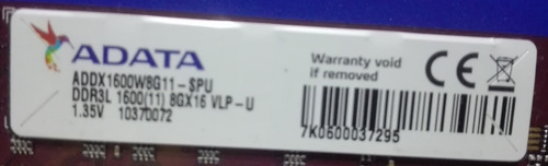 Memoria Ram 8gb 1x8gb Adata Addx1600w8g11 P/pc