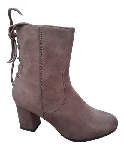 Bota Botín Mujer Taco Gamuza Casual Otoño Invierno Punta 452