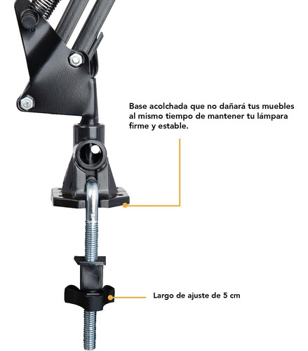Lampara Articulada Lupa Pinza O Pared Manicura Maquillaje Negro