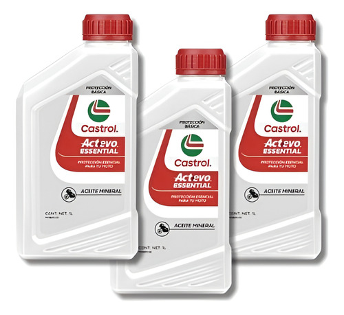 Pack Aceite Para Motor 2t Castrol Actevo Essential 3 Litros
