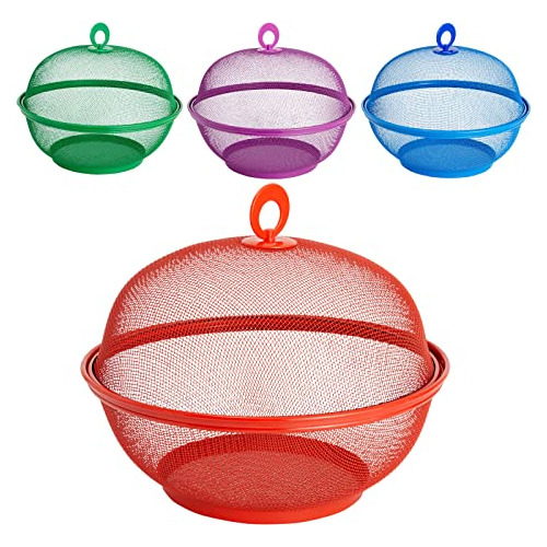 Mesh Wire Fruit Basket With Lid For Vegetables, Fruits,...