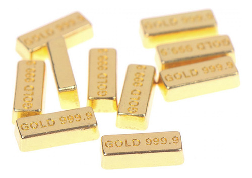 Nuevo 2 X 10 Piezas Modelo De Barra De Oro Artificial 1:12