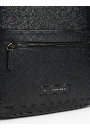 Mochila Negra Granulada Con Monogramas Hombre Tommy Hilfiger