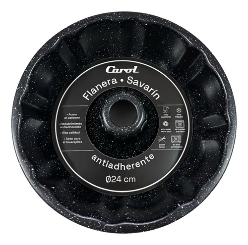 Molde Flanera Savarin Carol 24cm Antiadherente Acero Carbono Color Negro