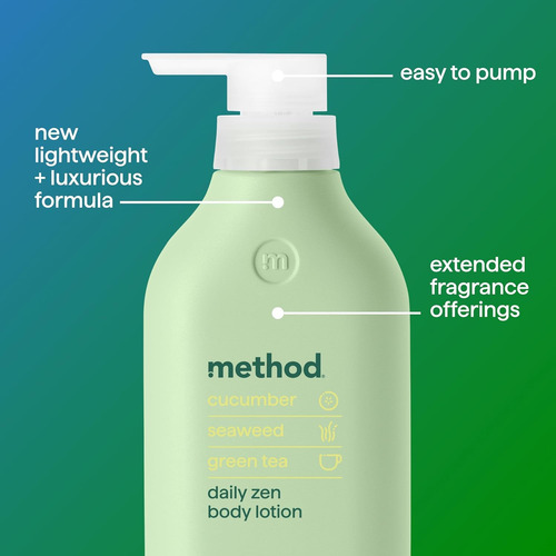 Método De Loção Corporal Daily Zen Cucumber Seaweed Green Te