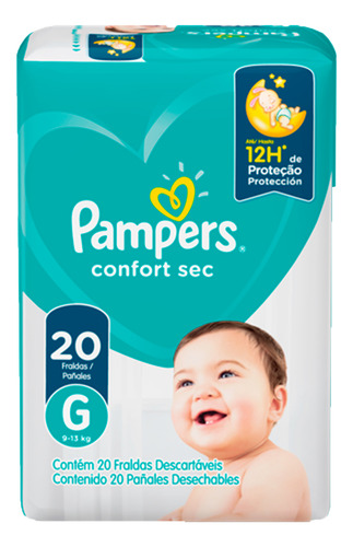 Pañales Pampers Confort Sec 20 Unds Talla G 463gr