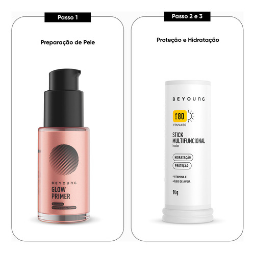 Kit Beyoung 1 Glow Primer Rose E 1 Stick Incolor Fps 80