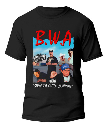 Playera Negra Estampado Comico N.w.a Agrupacion 100% Algodón