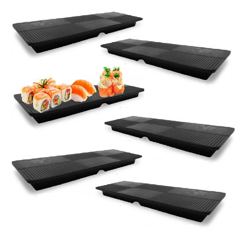 6 Travessa Retangular Malamina Oriental Sushi Sashimi