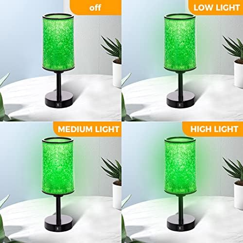 Lámpara De Mesita De Noche Verde De Resina Dura Con Puertos