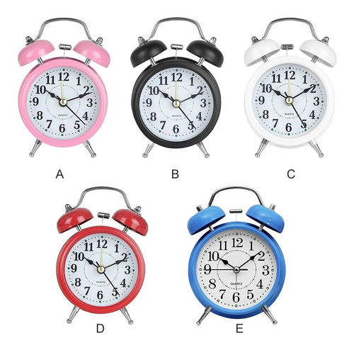 Reloj Despertador Colores Twin Bell Luz Alarma Sonido Import