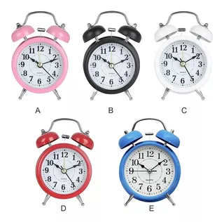 Reloj Despertador Twin Bell Colores Luz Alarma Sonido Import