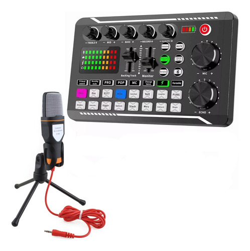 Kit Micrófono Condensador + Tarjeta De Sonido Profesional 