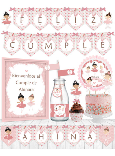Kit Imprimible Bailarina Clásica Decoración Cumpleaños Nena