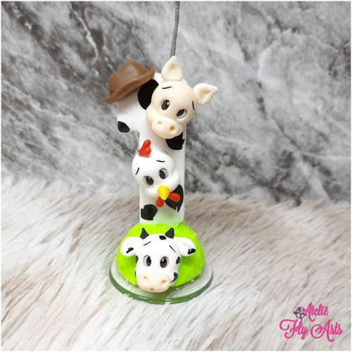 Imagem 1 de 2 de Velas Personalizado Biscuit Vela Aniversario Fazendinha