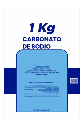 Imagen 1 de 2 de Carbonato De Sodio 1 Kg Múltiples Usos