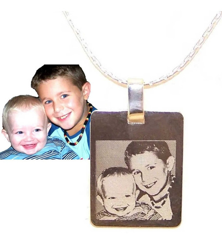 Conjunto Foto Medalla Plata 15x19mm + Cadena Mujer