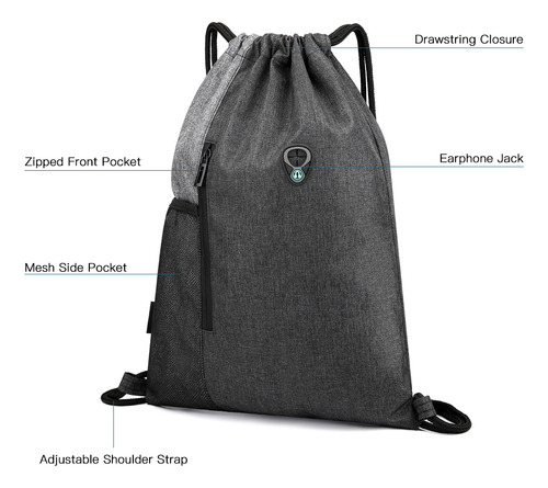 Bolsa De Gimnasio Con Auriculares Jack, Mochila Con Cordón,