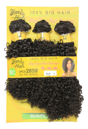 Cabello rizado Goivo Afro de fibra orgánica voluminoso, 60 cm, 285 g, color marrón claro, color 04