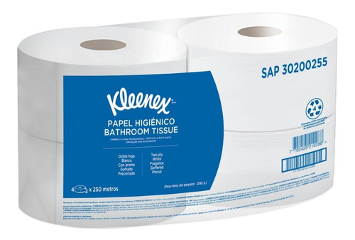 Papel Higiénico Jumbo Kleenex 250 Mts X 4 Und