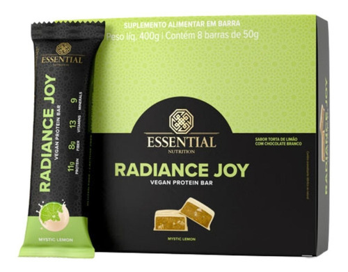 Radiance Joy Box (8un) Barra De Proteina Essential Nutrition Sabor Torta De Limão