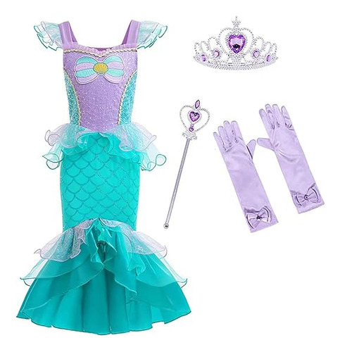 Disfraz Sirenita Para Niñas Vestido Princesa Ariel Disfraz H