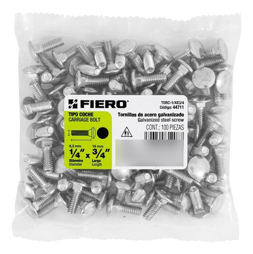Bolsa com 100 parafusos tipo 1/4 x 3/4 para carro, Fiero