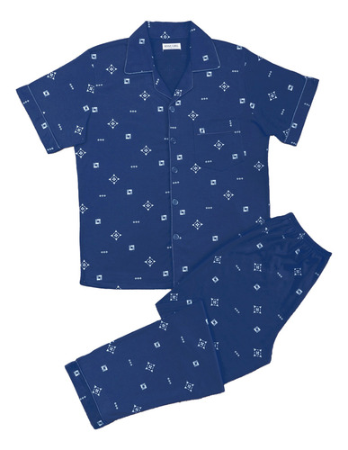 Pijama 2pzs Casual Hombre Algodón Pantalon Camisa Botones