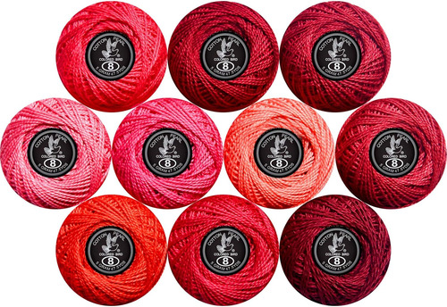 Hilo De Crochet Color Rojo, 10 Bolas, Para Punto Croché Y Bo