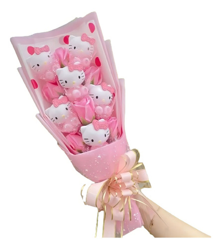 Presente Especial Buquê Fofo Kitty Com Rosas Artificiais Cor Hello