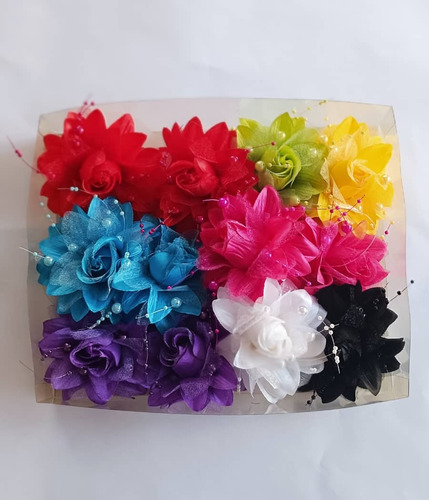 1  Caja De 12 Flores De Tela Para Cabello O Prenda De Vestir