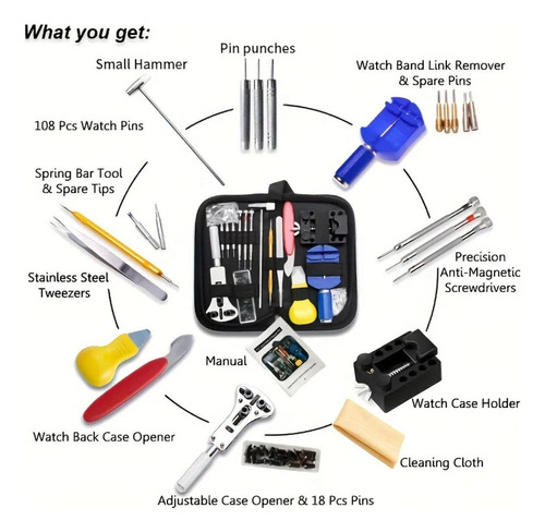 Kit Herramienta Reparacion Reloj Relojero Joyero 147 Piezas