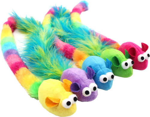 Pack De 5 Juguetes Interactivos De Plumas Y Hierba Gat...