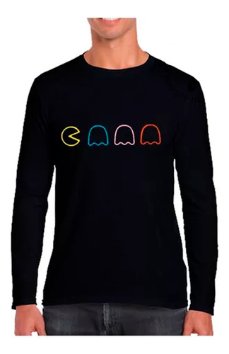 Polera Manga Larga Hombre Pac-man