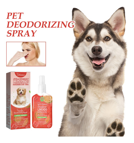 Spray Desodorizante Para Perros, Té Con Limón Y Fresa, Para