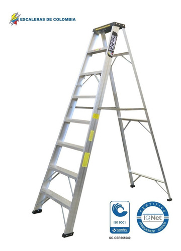 Escalera Aluminio Tijera 8 Pasos / 2.40 Metros 102 Kg