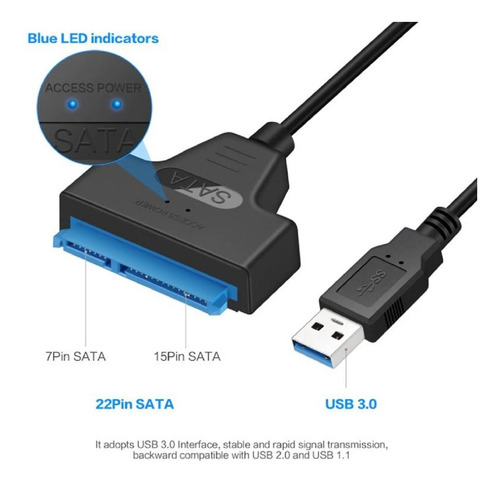 Cable Convertidor Usb 3.0- A- Sata Disco 2.5 Ssd-hd 50cm