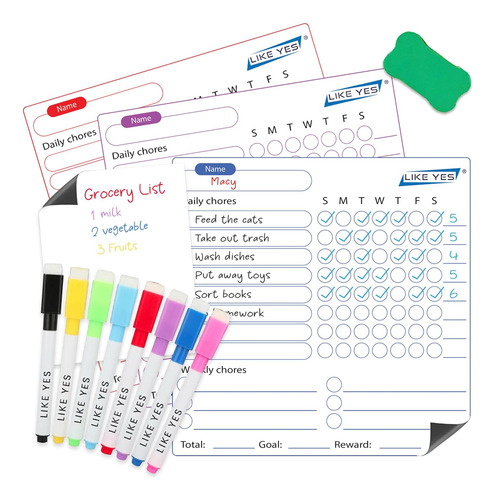 Tabla Magnética De Tareas Para Niños, 3 Unidades Y Planifica