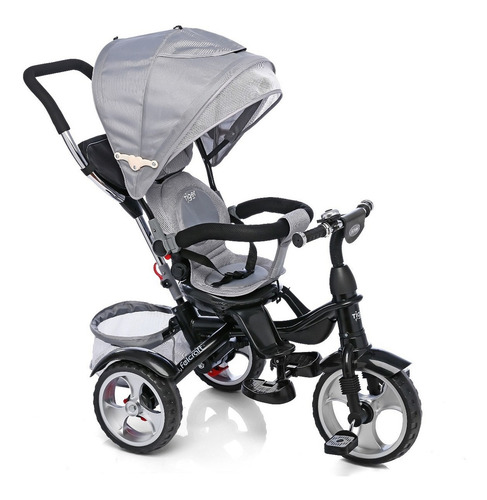 Triciclo Felcraft Spin Asiento Gira 360 Manija Canasto Color Gris