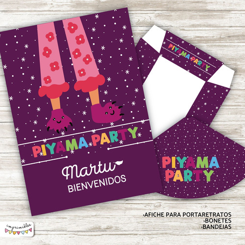 Kit Imprimible Piyama Party Pantuflas