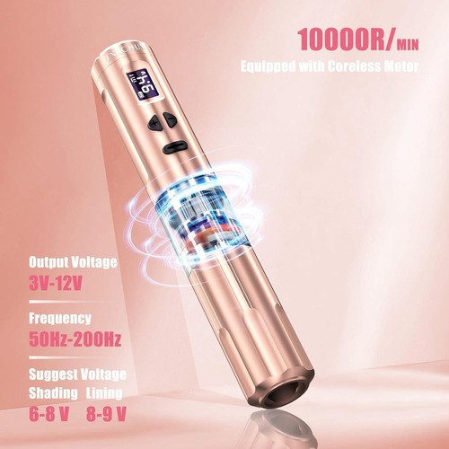 Máquina De Tatuaje Inalámbrica Inkchum Oro Rosa 10w