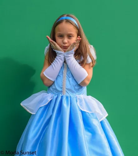 Vestido Princesa Cinderela Infantil com Acessórios + Anágua