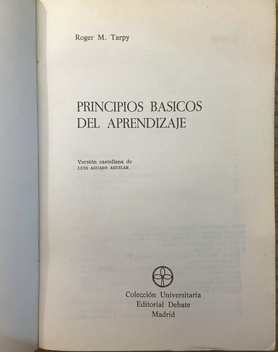Principios Básicos De Aprendizaje Roger M. Tarpy (Reacondicionado)