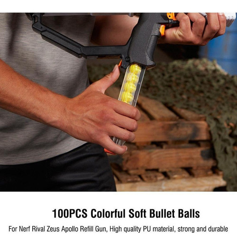 Bolas Tipo Bala For Nerf Rival Zeus Apollo Refill K, 100 Un
