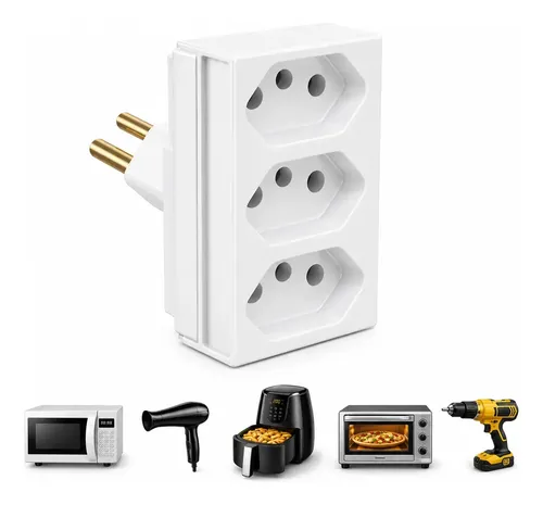 Benjamin Adaptador Pino de Tomada 20A 3 Saídas Etools Ferramentas Tripolar 2p+t 250v Bivolt - R$ 28,6