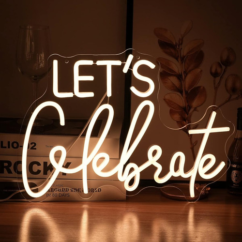 Letrero De Neon Luz Regulable Con Texto Lets Celebrate