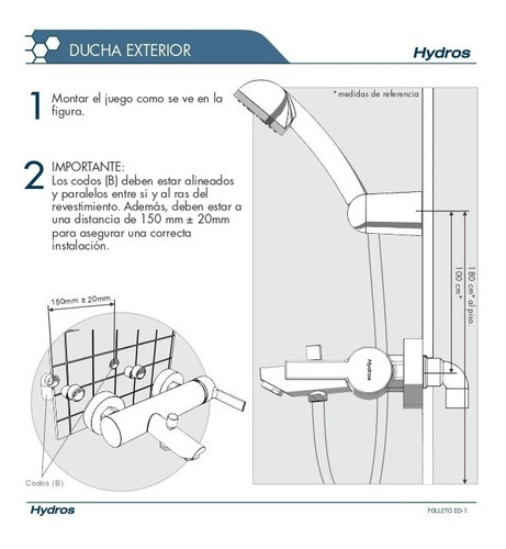 Juego Completo Griferia Monocomando Baño Hydros Link